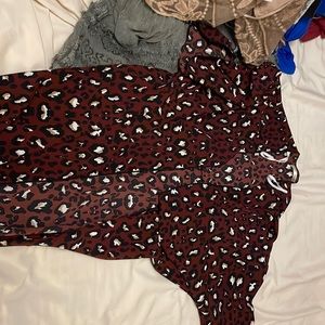 Burgundy cheetah long duster